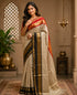 Cream Banarasi Ganga Jamuna Soft Silk Saree with Dual Zari Border