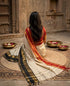 Cream Banarasi Ganga Jamuna Soft Silk Saree with Dual Zari Border