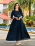 Dark Blue Heavy Rayon Embroidered Long Anarkali Kurti