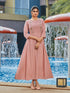 Peach Heavy Rayon Embroidered Long Anarkali Kurti