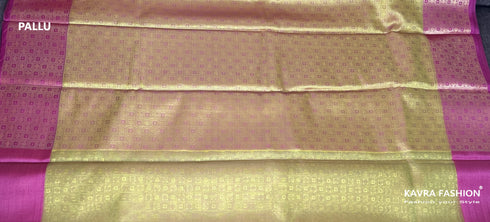 Semi Banarasi Kora Muslin Tanchui Soft Silk Saree Mustard and Pink