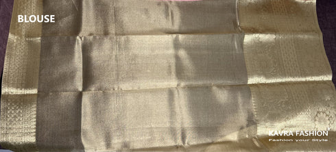 Orange Soft Semi Banarasi Tissue Silk Saree with Floral Zari Border