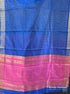Semi Raw Silk Blue Handloom Saree with all over Khapa dots and khapa border