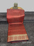 Semi Raw Silk Maroon Handloom Saree with all over Khapa dots and khapa temple border