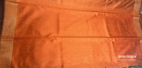 Semi Raw Silk Green Handloom Saree with all over Khapa dots and khapa border
