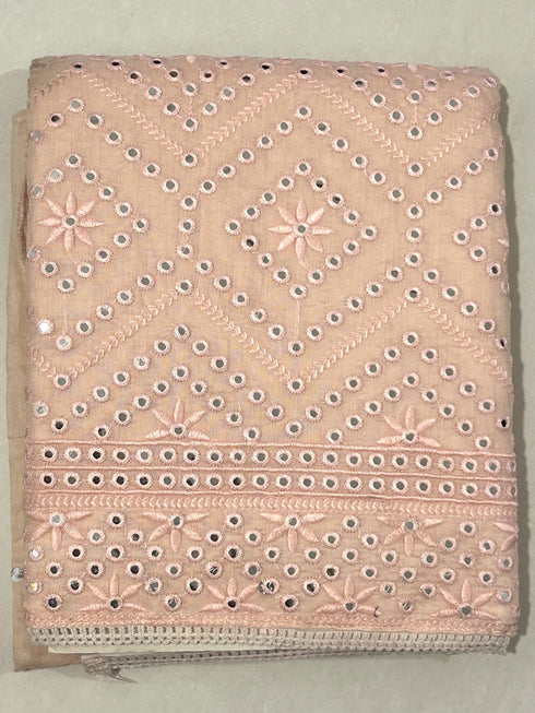 Chanderi Silk Salwar Suit with Foil Mirror Work