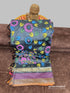Dark Grey Semi Kanchi Cotton Kalamkari Hand Paint Handloom Saree with Contrast Pallu and Border
