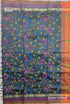 Dark Grey Semi Kanchi Cotton Kalamkari Hand Paint Handloom Saree with Contrast Pallu and Border