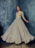 Grey Modal Satin Gown with Dupatta with Zari Work