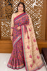 Baked Pink Semi Kanchi Cotton Kalamkari Hand Paint Handloom Saree with Contrast Pallu and Border