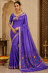 Purple Pure Kosa Silk Handloom Saree with Golden Zari Border and Hand Woven Pallu with Floral Motifs