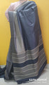 Blackish Blue Pure Kosa Silk Saree with checks Zari Border