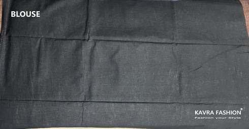 Blackish Blue Pure Kosa Silk Saree with checks Zari Border