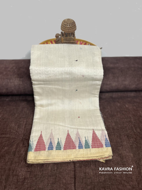 Ahimsa Pure Kosa Silk Saree with Golden Zari Border