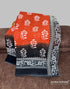 Red Hand Block Printed Mulmul Saree Black Border