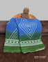 Blue and Green Geometric Print Mulmul Saree