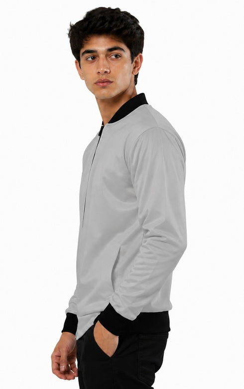 Classic Men's Grey Bomber Jacket