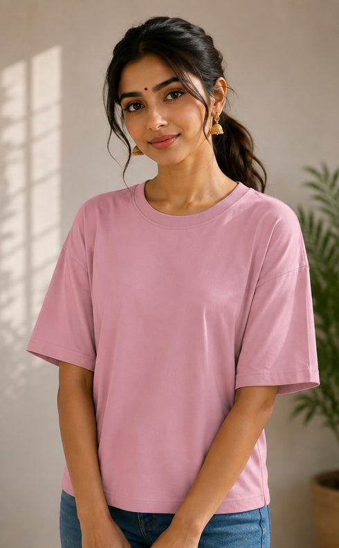 Women's Terry Oversized Plain T-Shirt