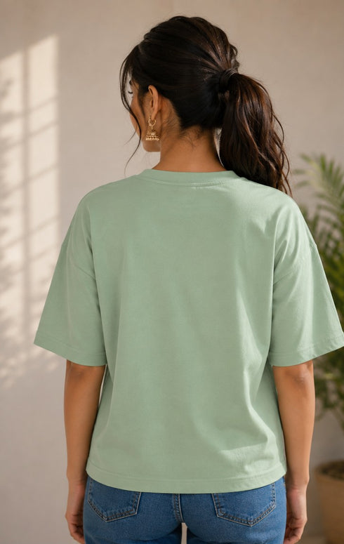 Women's Terry Oversized Plain T-Shirt