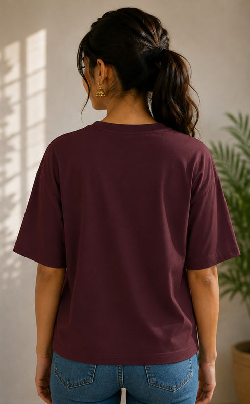 Women's Terry Oversized Plain T-Shirt