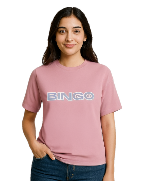 Women's Terry Oversized Bingo Text T-Shirt