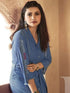 Readymade Blue 100% Denim Front Open Kurti with Denim Belt