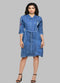 Readymade Blue 100% Denim Front Open Kurti with Denim Belt