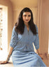 Readymade Blue 100% Denim Knee Length Front Open Flared Kurti