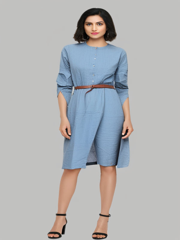 Readymade Blue 100% Denim Knee Length Kurti
