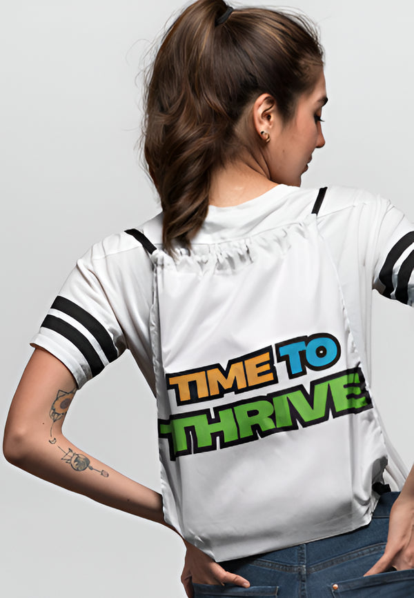 Unisex 100% Cotton Canvas Drawstring Bag - Time to Thrive