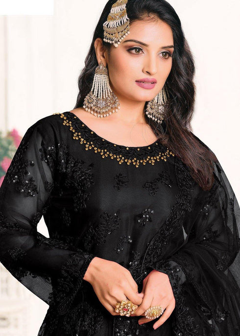 Black Net Designer Anarkali Suit