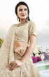 Cream coloured Georgette Saree with Lakhnavi Work Border