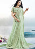 Light green coloured Georgette Saree with Lakhnavi Work Border