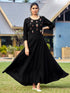 Black Heavy Rayon Embroidered Long Anarkali Kurti