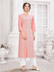 Peach Rayon Lakhnavi Kurti with White Pants