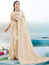 Cream coloured Georgette Saree with Lakhnavi Work Border