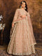 Peach Net Designer Anarkali Suit