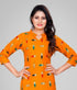 Orange Foil Printed Straight Cut Rayon Kurti