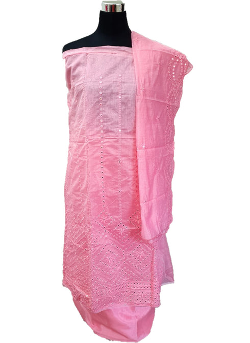 Light Pink Chanderi Silk Salwar Suit with Foil Mirror Work