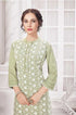Light Green Rayon Lakhnavi Kurti with White Pants